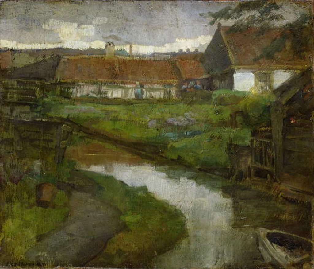 Detail of Farmstead and Irrigation Ditch with Prow of Rowboat, 1898-99 by Piet Mondrian