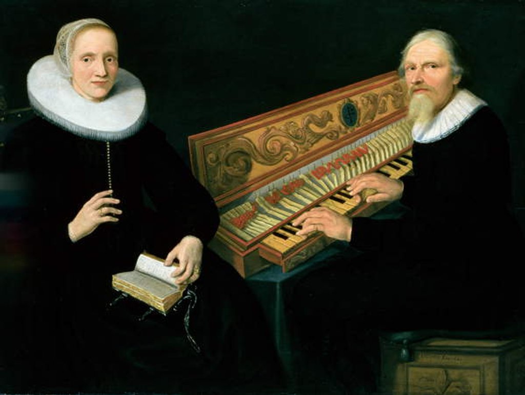 Detail of Couple at the Clavichord, 1648 by Jan Barendsz. Muyckens
