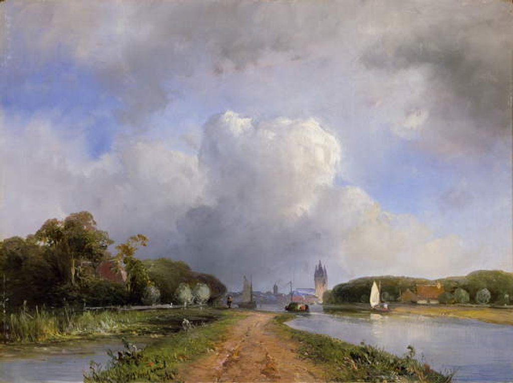 Detail of View of the Vliet near Delft, 1844 by Johan-Barthold Jongkind
