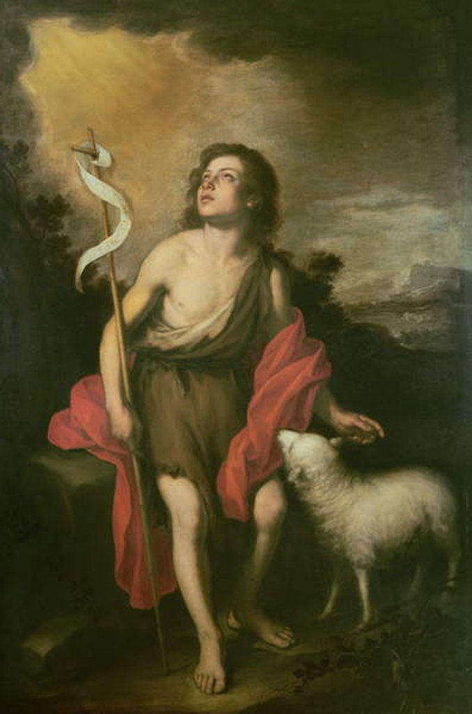 Detail of St. John with a Lamb by Bartolome Esteban Murillo