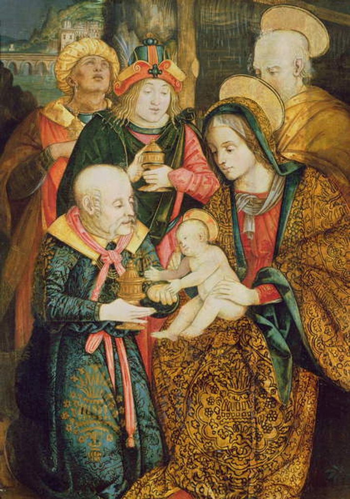 Detail of The Holy Family and the Three Magi by School German