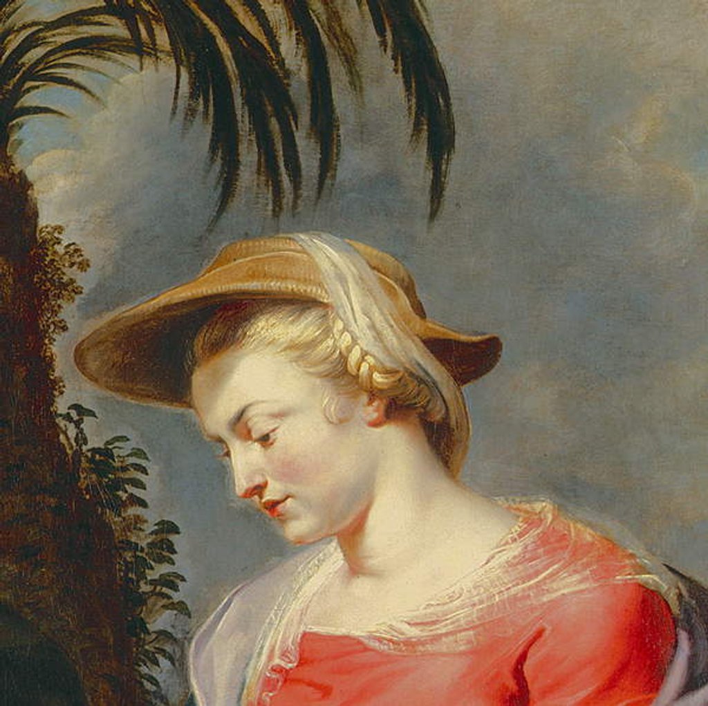 Detail of Return of the holy family from Egypt, detail of the Virgin Mary by Peter Paul Rubens