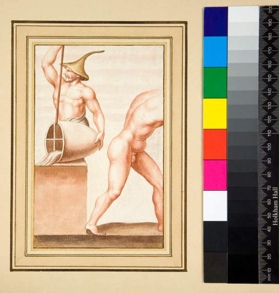 Detail of Copy of a mosaic of a Man with pointed cap pouring from vase. by Pietro Santi Bartoli