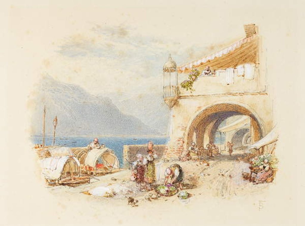 Detail of Bellagio, Lake Como, c.1850-75 by Myles Birket Foster