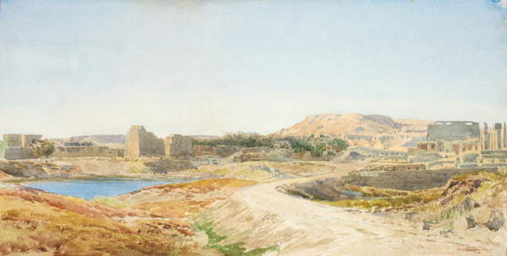 Detail of Sacred Lake and Ruins of the Temple at Karnak, c.1907-10 by John Somerscales