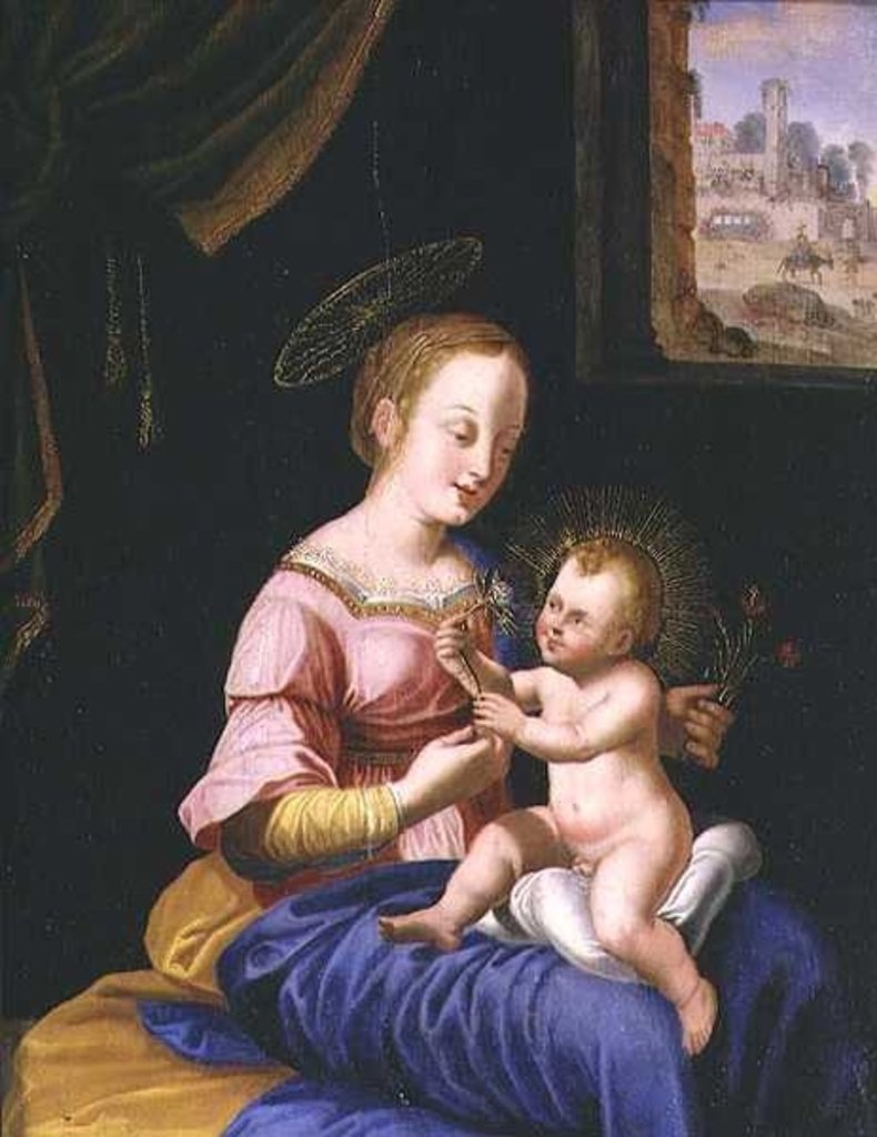 Detail of Virgin and Child with the Flight into Egypt by Flemish School
