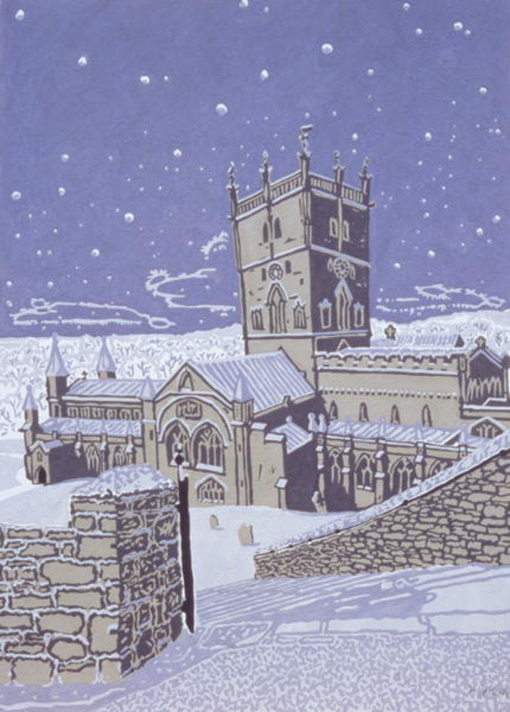 Detail of St. David's Cathedral in the Snow, 1996 by Huw S. Parsons