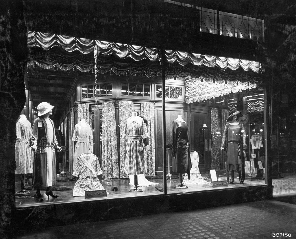 Detail of Lighted Window Display of a Dress Shop by Anonymous