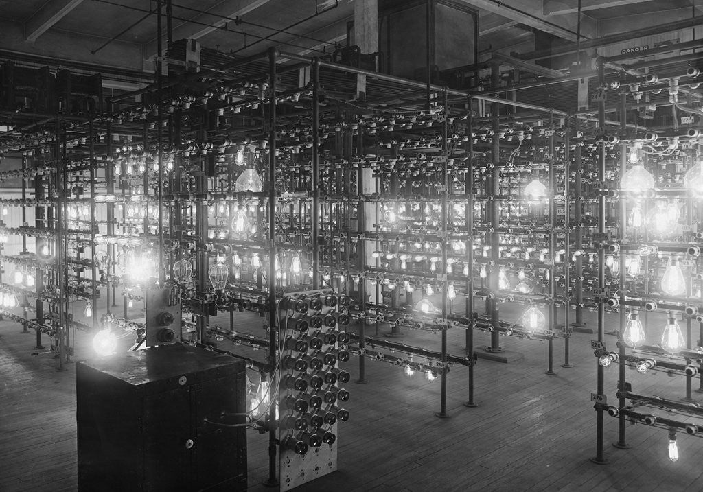 Detail of Testing the Life of Light Bulbs by Anonymous