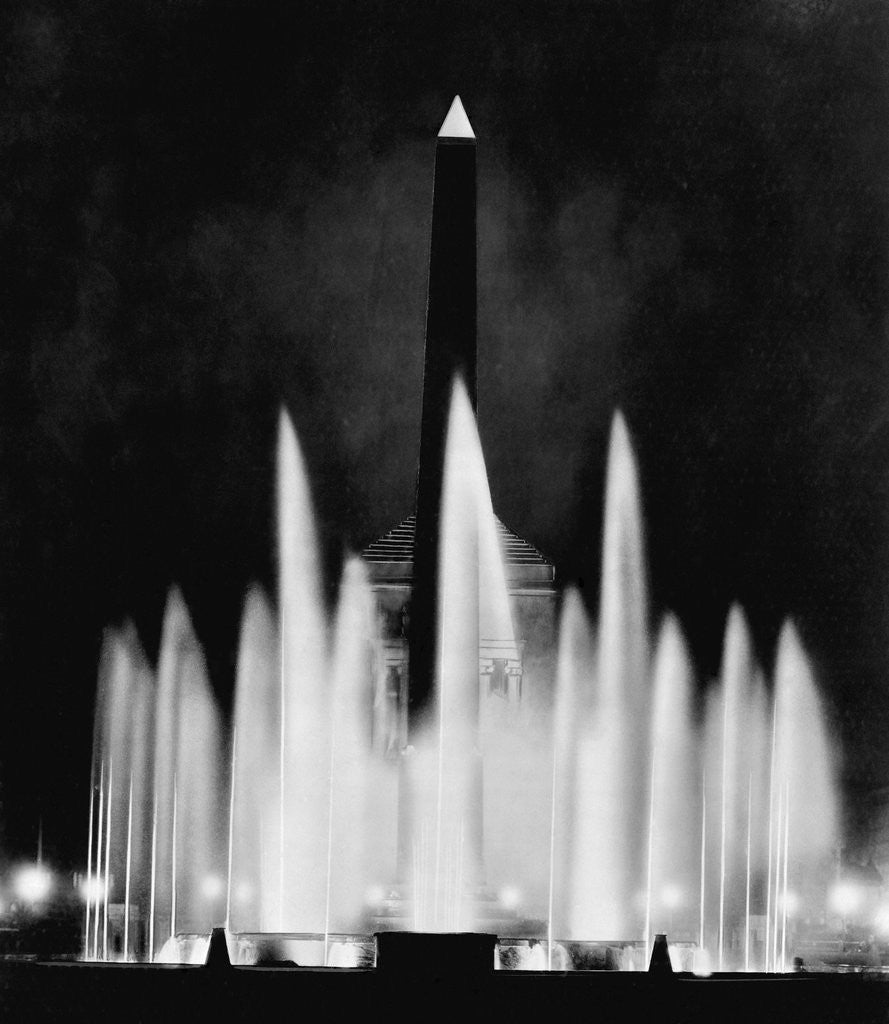 Detail of Black Marble Obelisk and Water Fountain by Anonymous