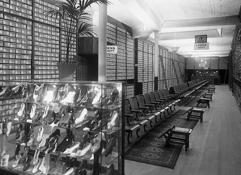 Detail of Interior of a Shoe Store by Anonymous