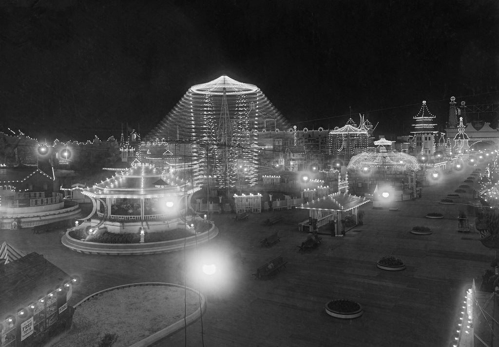 Detail of Luna Park with Night Lights by Corbis