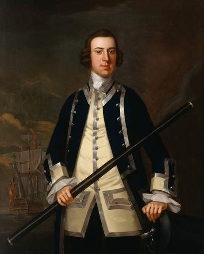 Detail of Portrait of a Naval Officer, traditionally known as Augustus Keppel c.1749 by John Wollaston
