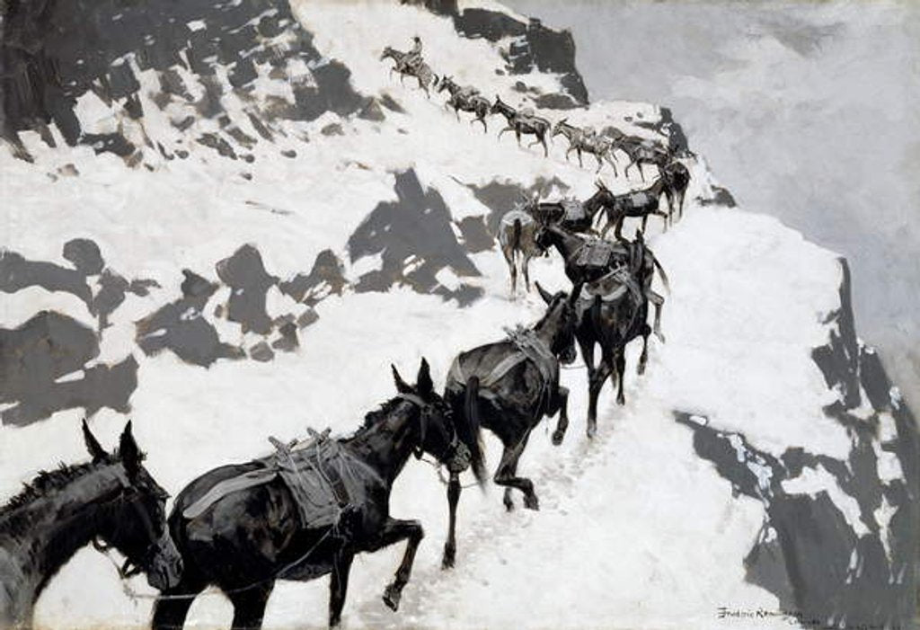Detail of The Mule Pack 1901 by Frederic Remington