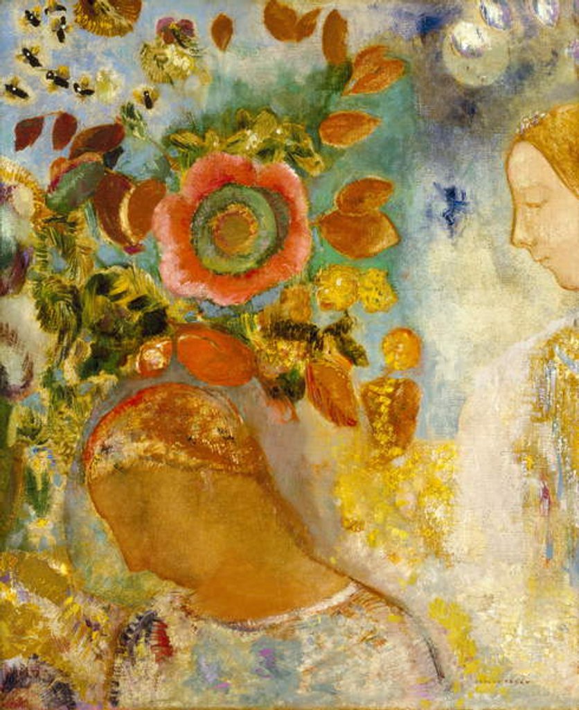 Detail of Two Young Girls among Flowers, 1912 by Odilon Redon