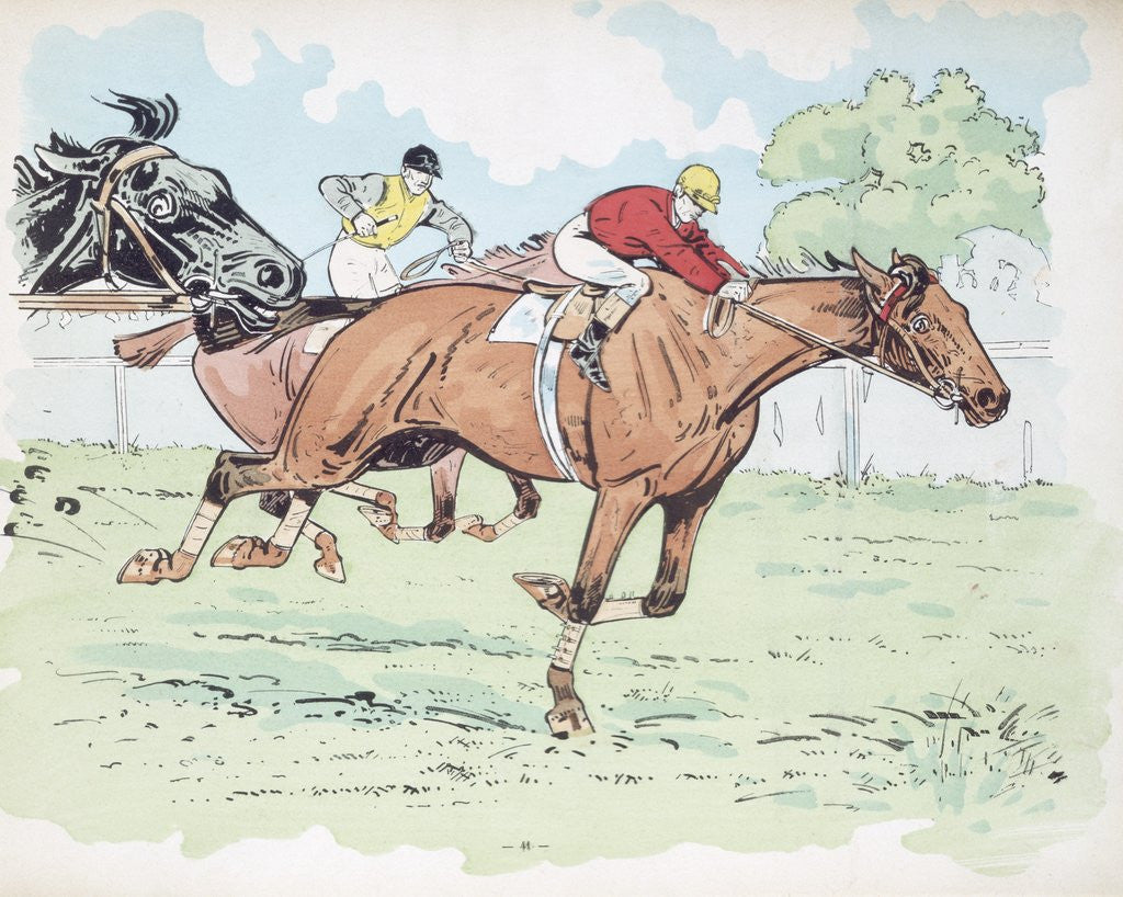 Detail of Competitors in a Horse Race by Corbis