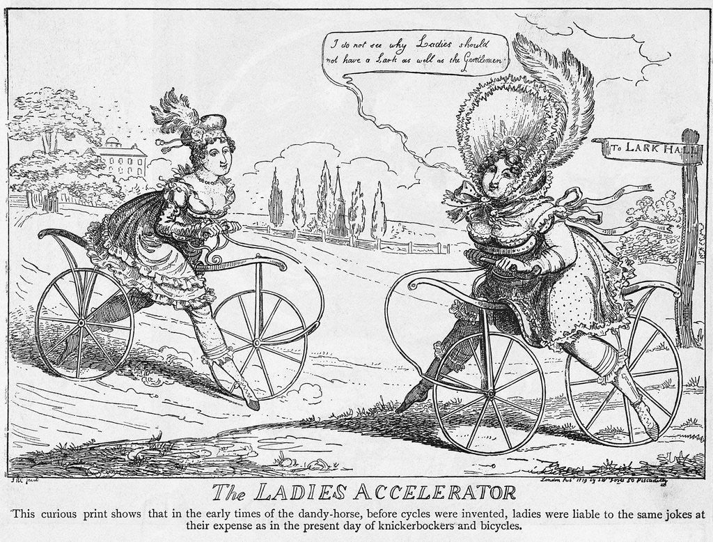 Detail of Women Riding Dandy Horse Bicycles by Anonymous