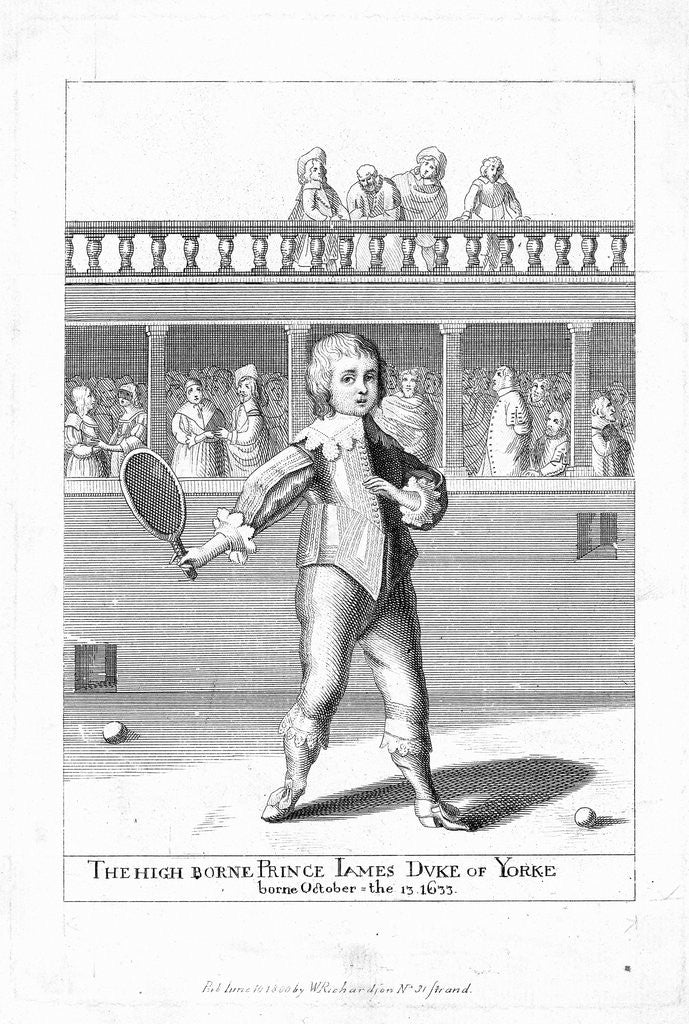 Detail of Engraving of James Duke of York Playing Tennis, ca. 1640 by Corbis