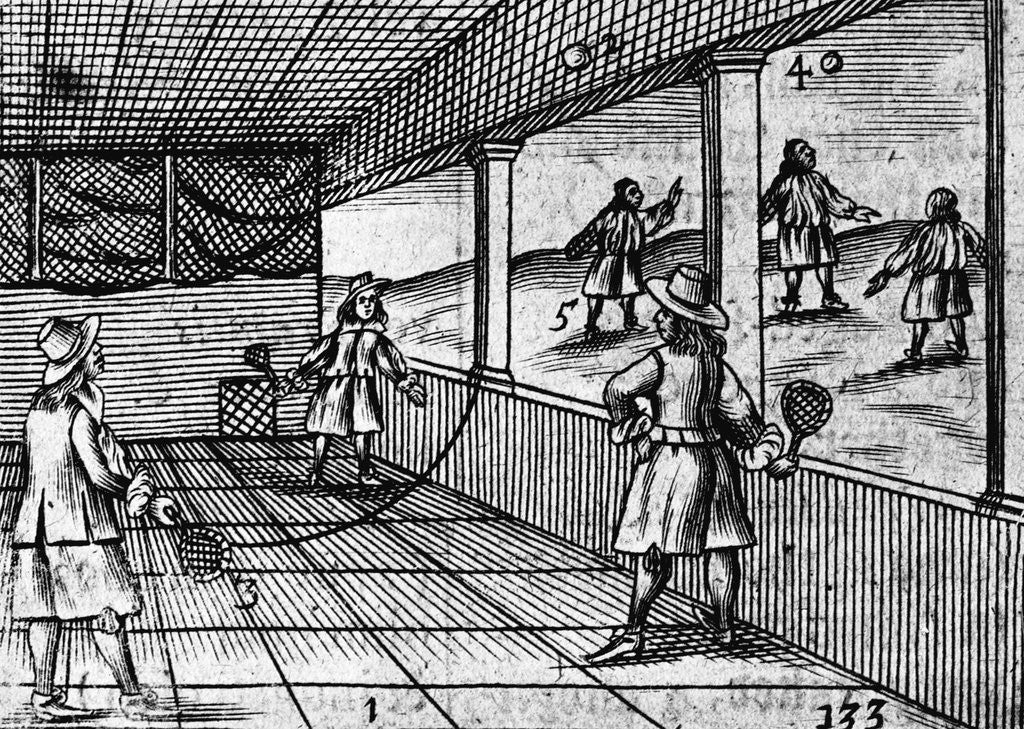 Detail of Illustration of Indoor Tennis from Orbis Sensualium Pictus by Anonymous