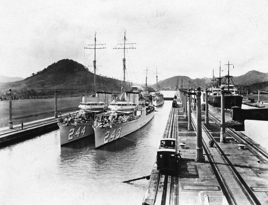 Detail of Destroyers on the Panama Canal by Anonymous