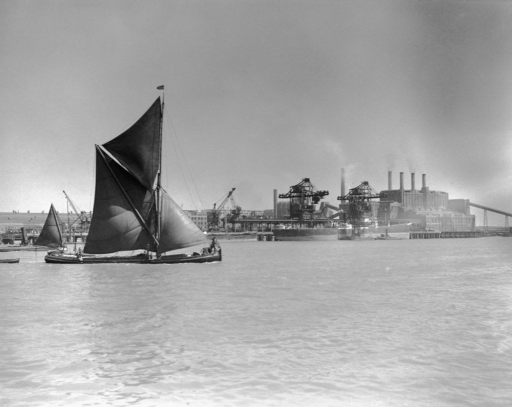 Detail of Sailboat Passes Ford Motor Works by Anonymous