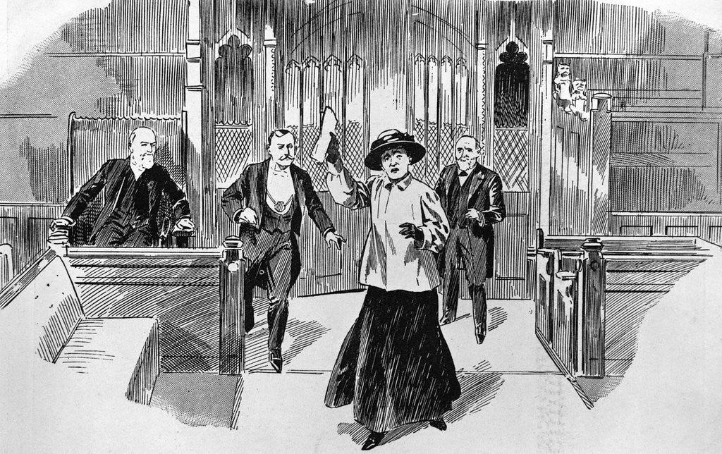 Detail of Cartoon of Suffragette in House of Commons by Anonymous