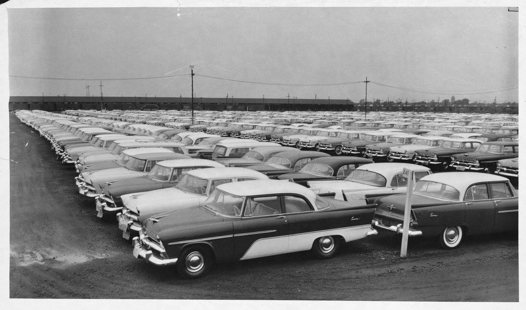 Detail of Rows of Plymouth Motor Cars Automobiles by Corbis