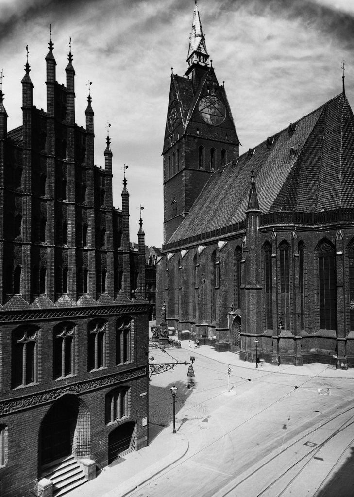 Detail of Hannover Town Hall and Church by Anonymous