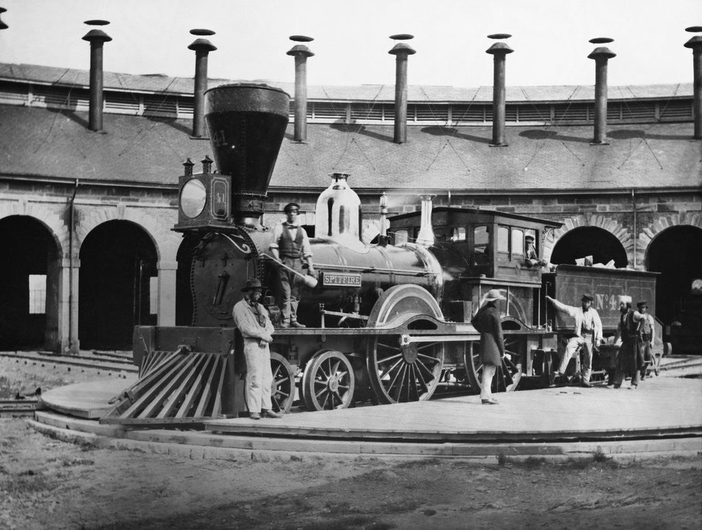 Detail of Men and Canadian Locomotive by Anonymous