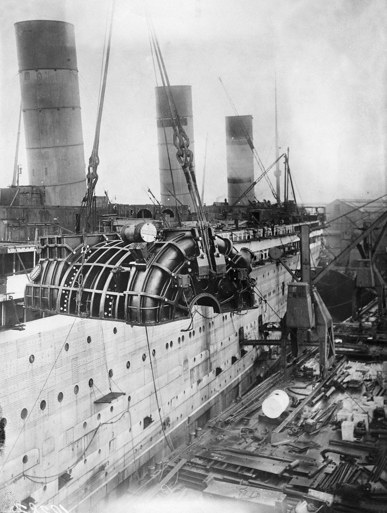 Detail of Turbine Engines of RMS Aquitania Are Fitted by Corbis
