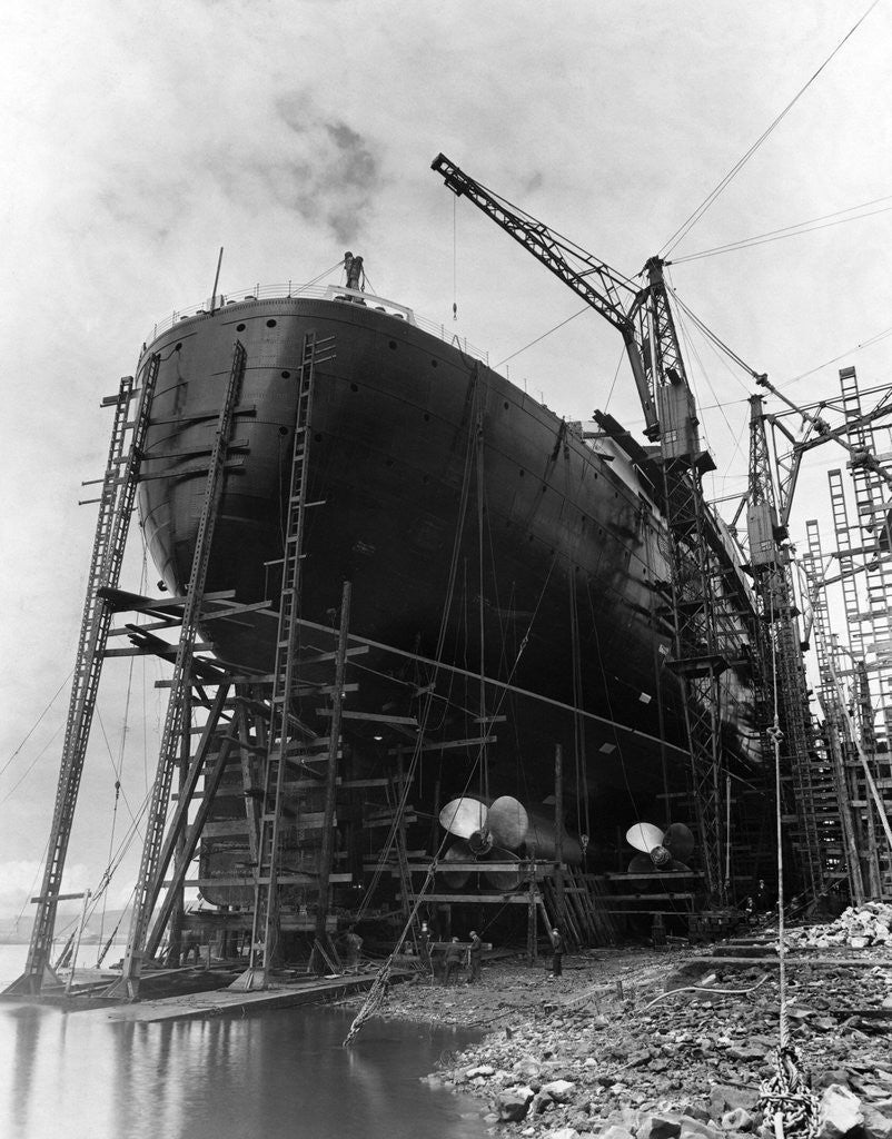 Detail of Stern of Ocean Liner Queen Elizabeth by Anonymous