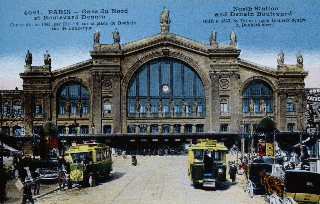Detail of Color Print of Buses Outside Gare du Nord by Corbis