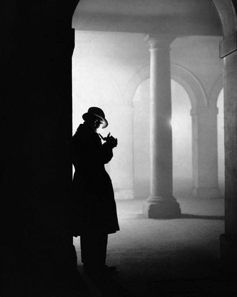 Detail of Silhouette of Man Lighting Pipe by Anonymous