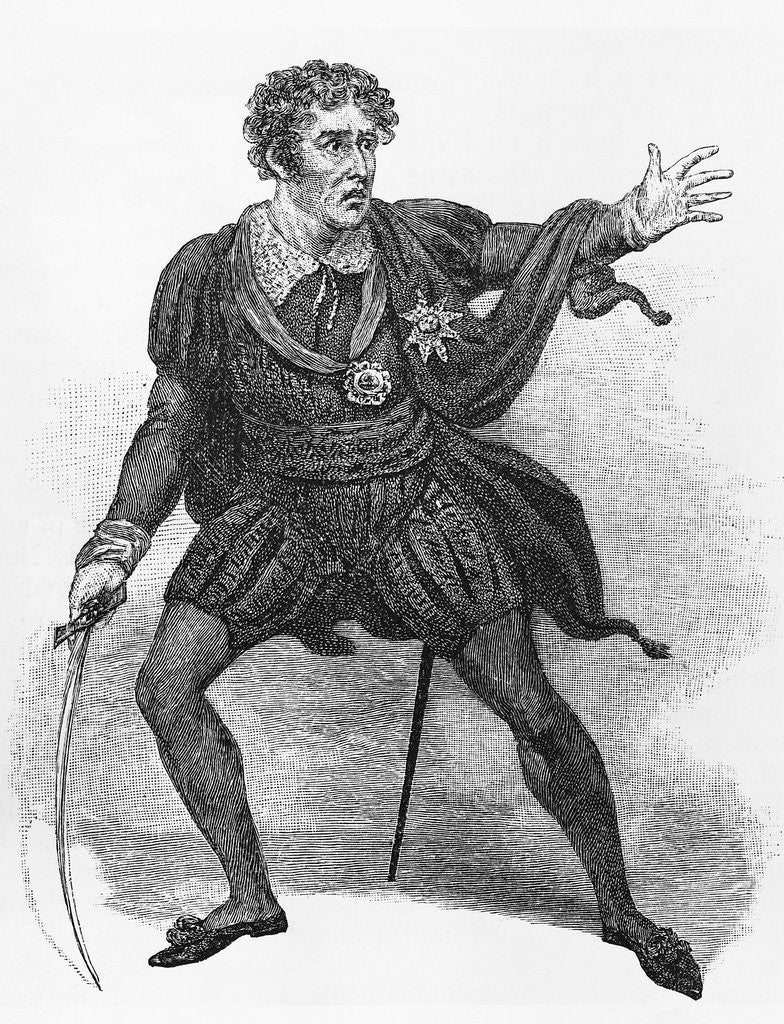 Detail of 19th-Century Print of Edmund Kean as Hamlet by Anonymous