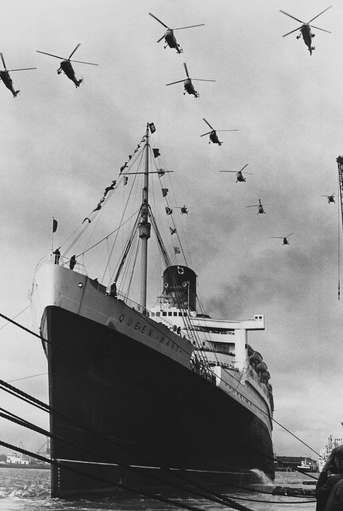 Detail of Helicopters Fly Over the Queen Mary by Anonymous