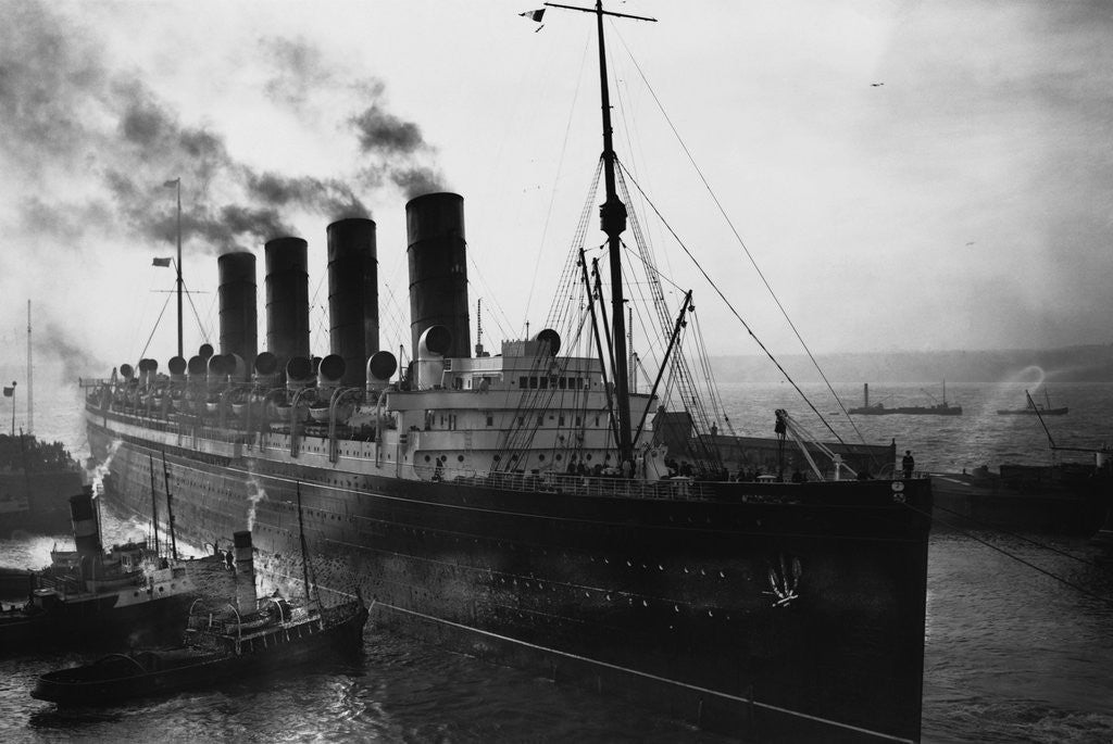 Detail of Mauritania is Guided Into Dry Dock by Anonymous
