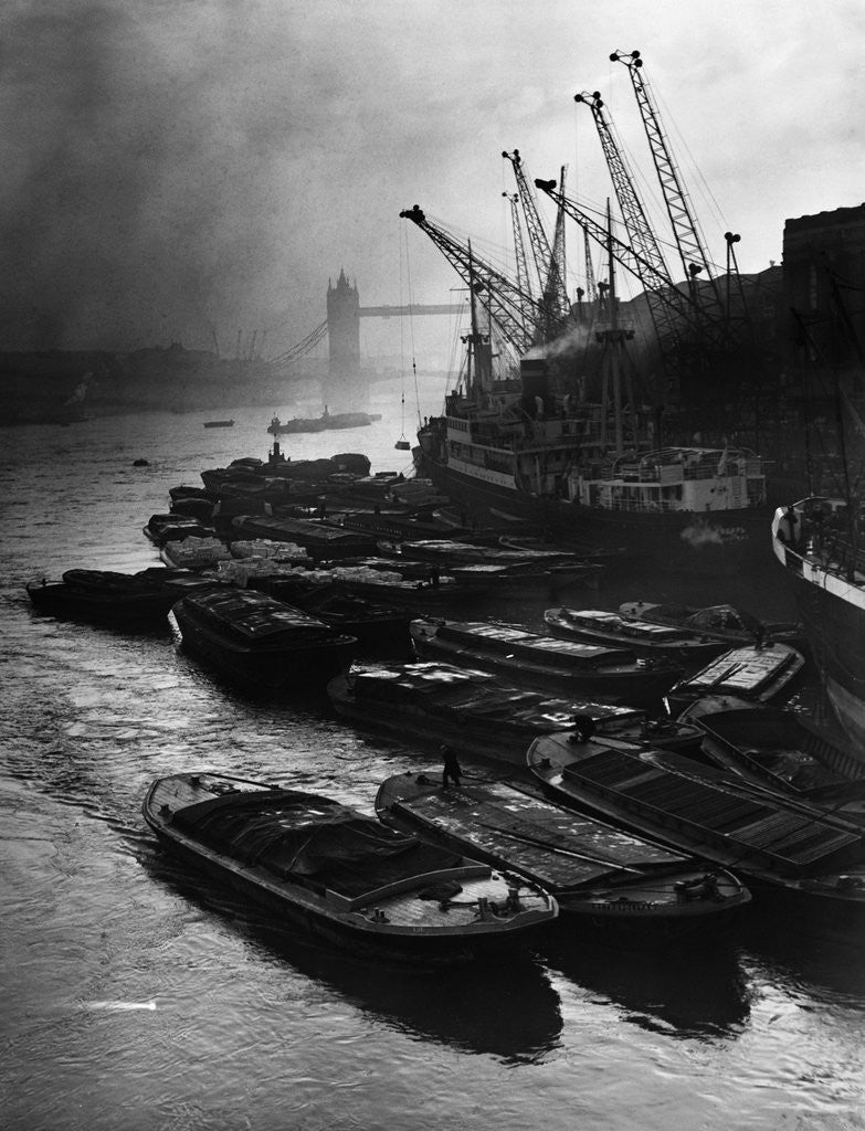 Detail of Barges Moored at Hays Wharf by Anonymous