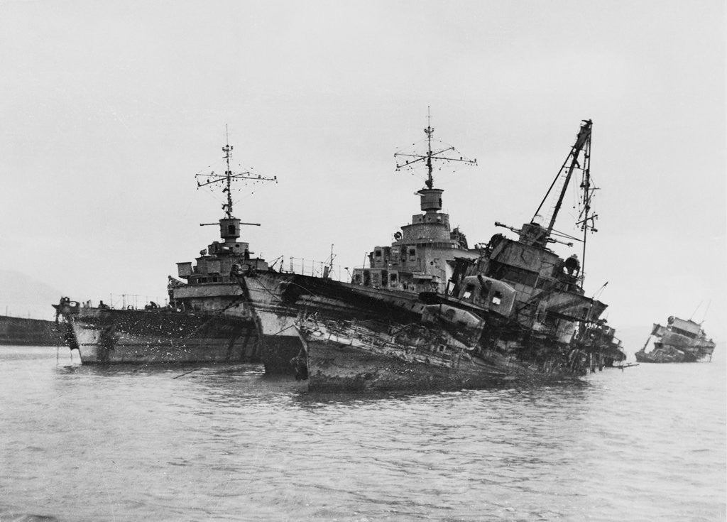 Detail of Scuttled French Warships, Toulon Harbor by Anonymous
