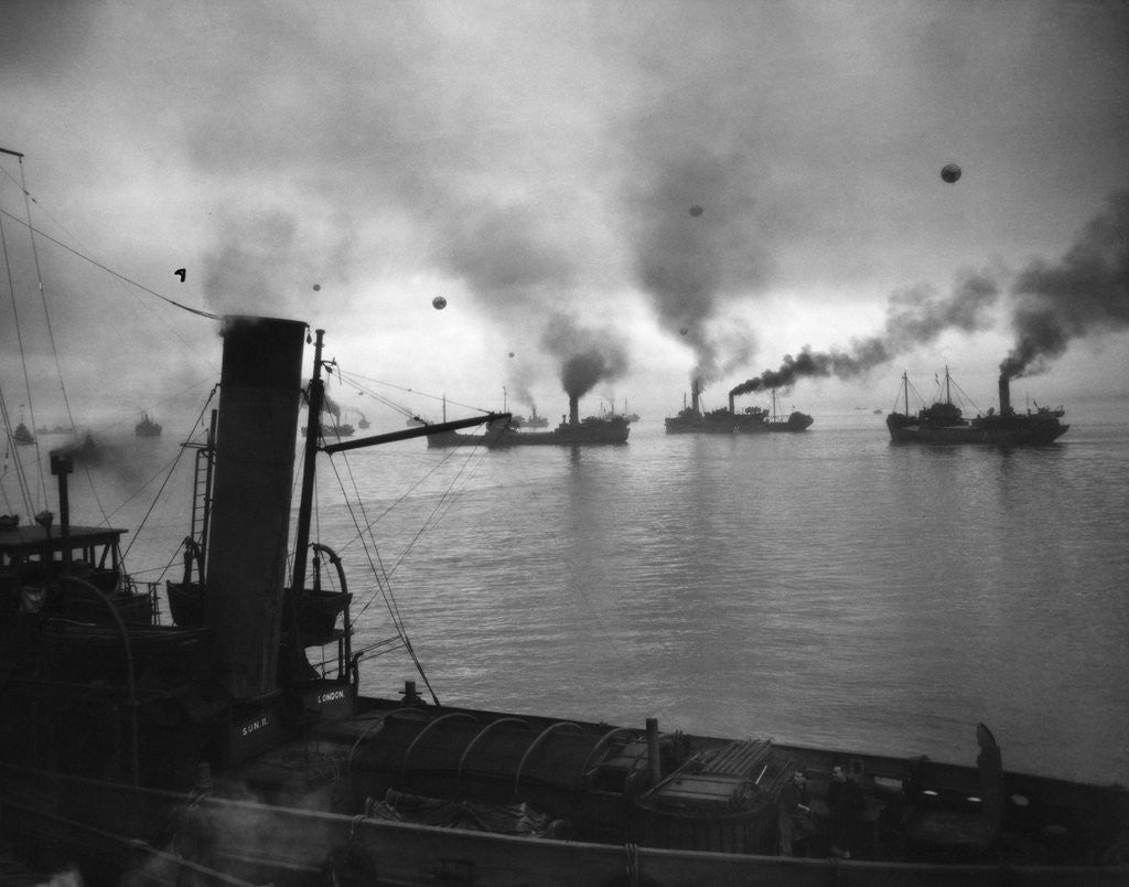 Detail of Coastal Naval Convoy at British Port, 1942 by Anonymous
