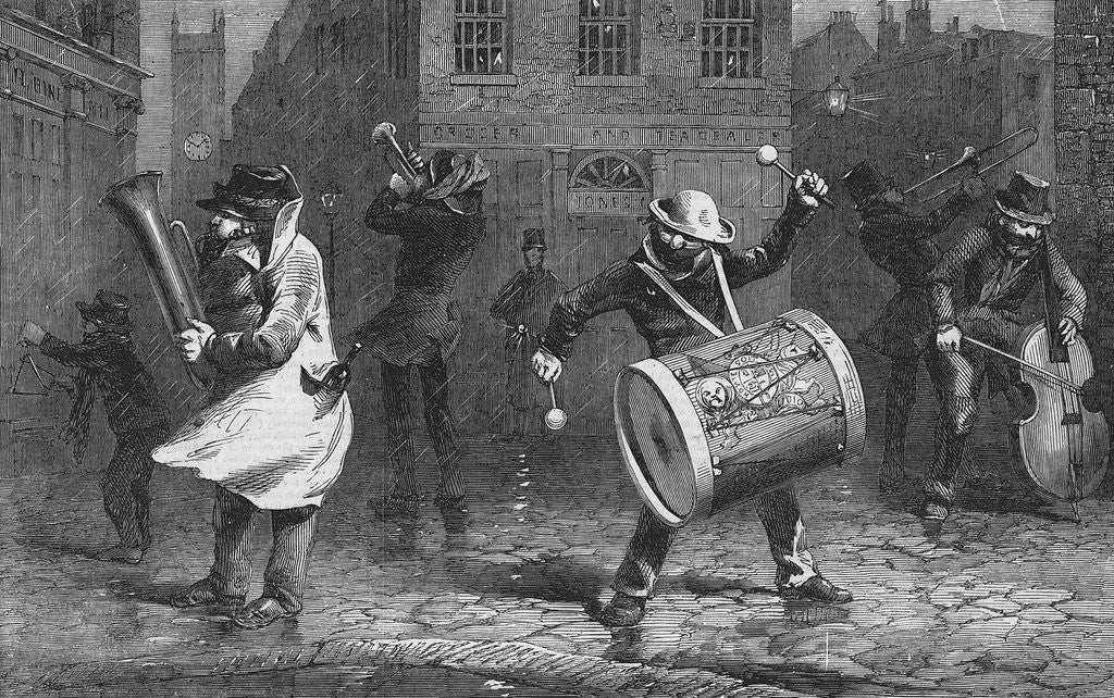 Detail of Christmas Musicians in the Rain by Anonymous
