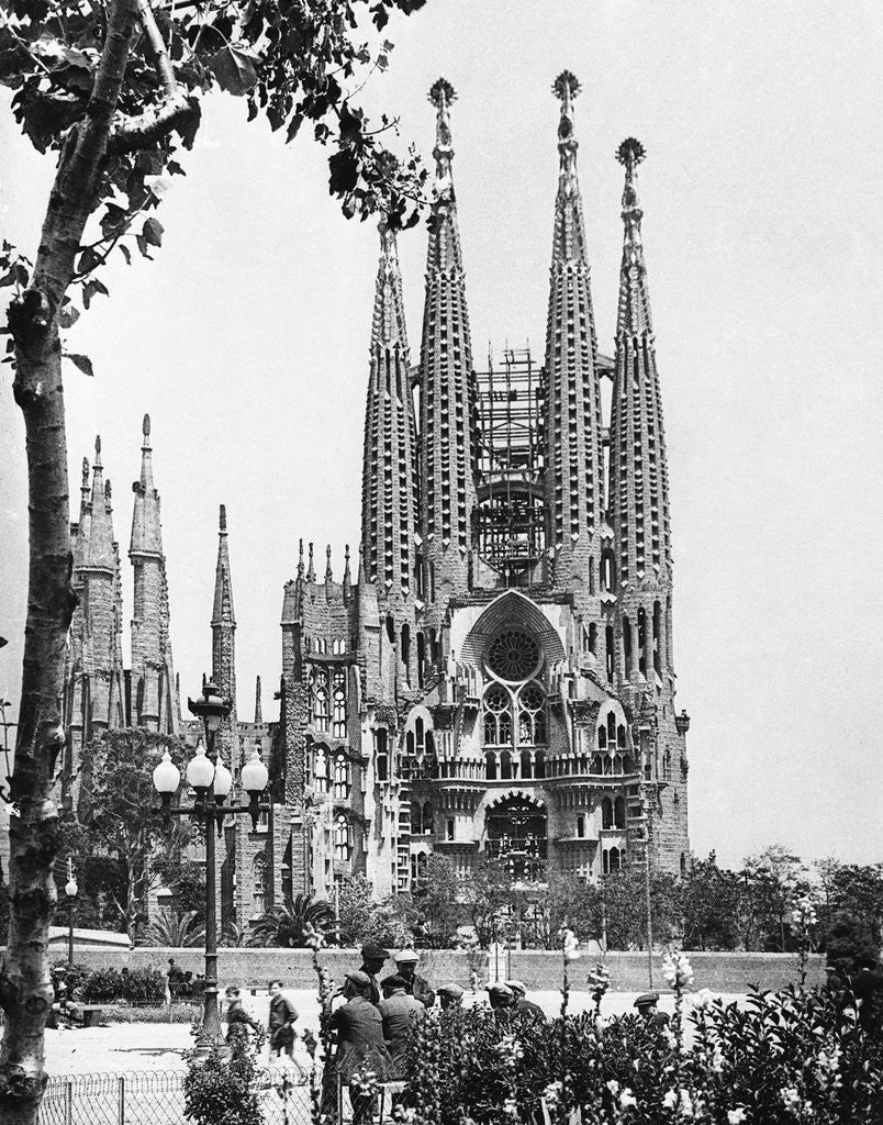 Detail of The Cathedral Of The Sagrada Familia In Barcelona, 1939. by Anonymous
