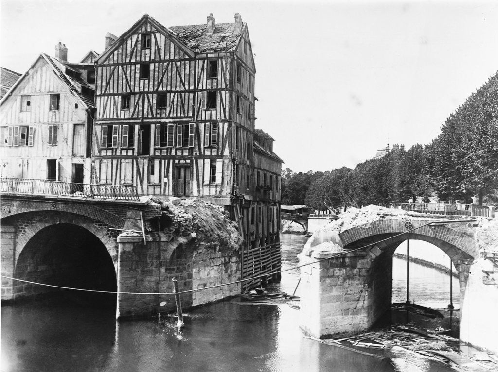 Detail of Destroyed Bridge at Meaux in France, ca. 1915 by Corbis