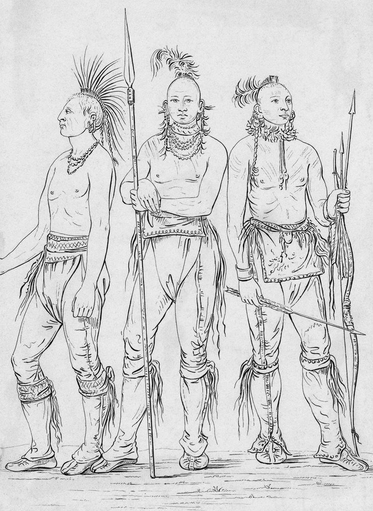 Detail of Three Osage Warriors by George Catlin