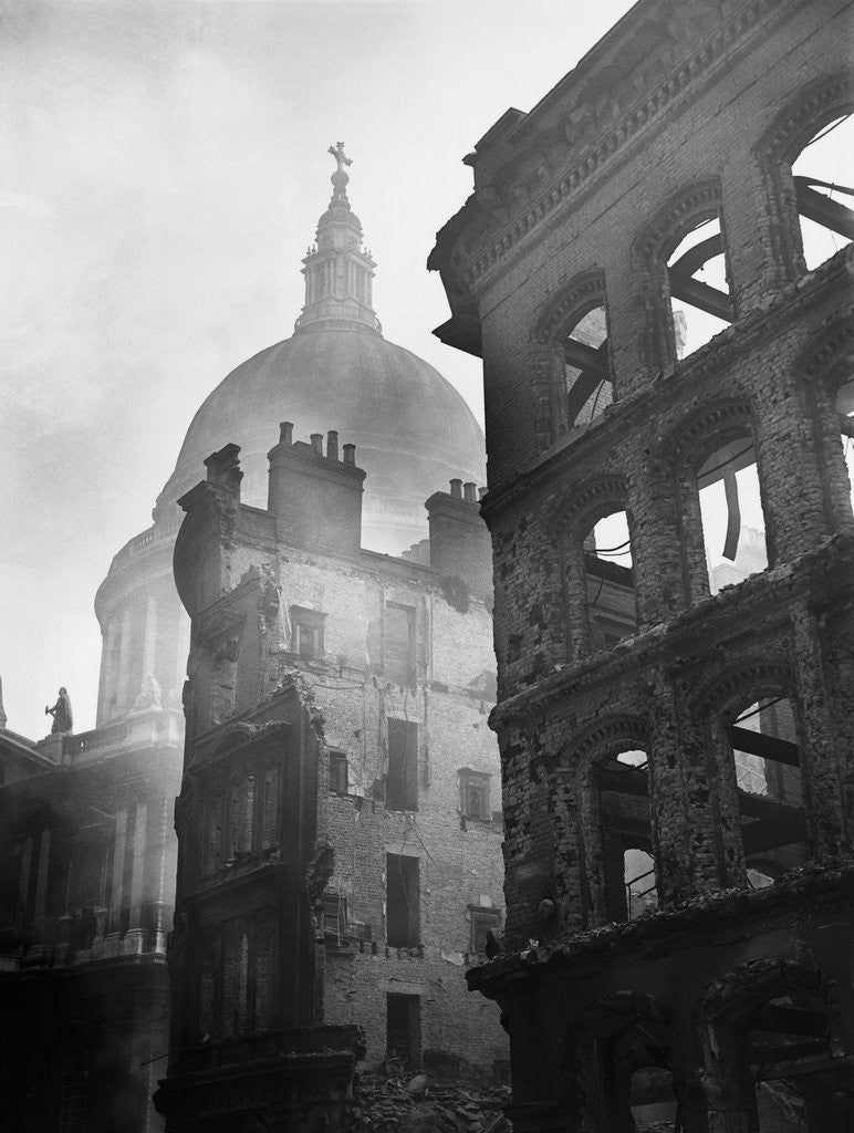 Detail of Saint Paul's Cathedral Admist Ruins by Anonymous