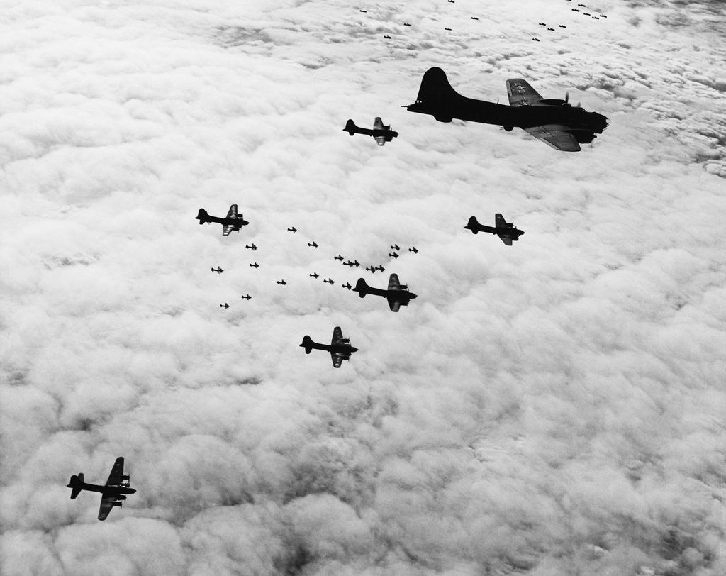 Detail of Flying Fortresses in Flight Over Germany by Anonymous