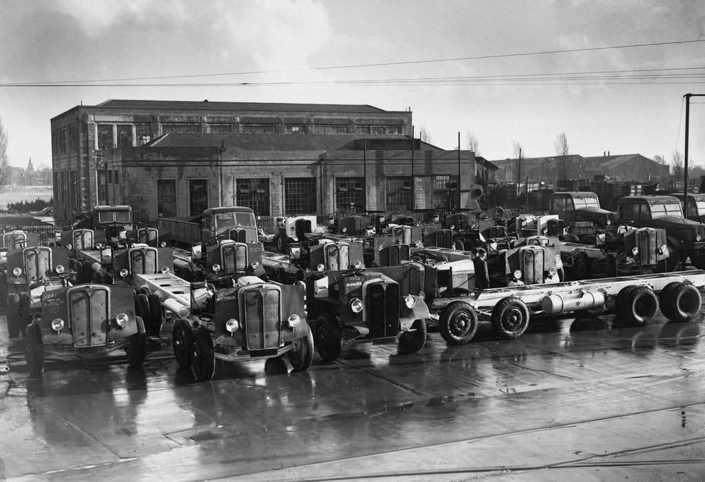 Detail of Vehicle Chassis Outside Factory by Anonymous