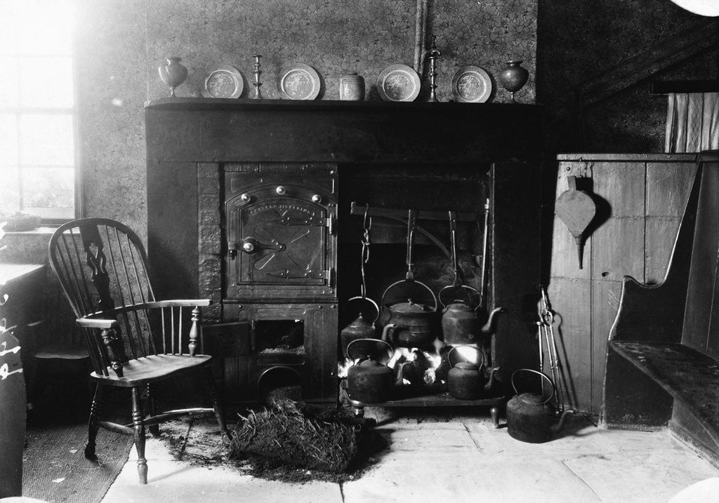 Detail of Kettles Hanging in an Open Fireplace by Anonymous