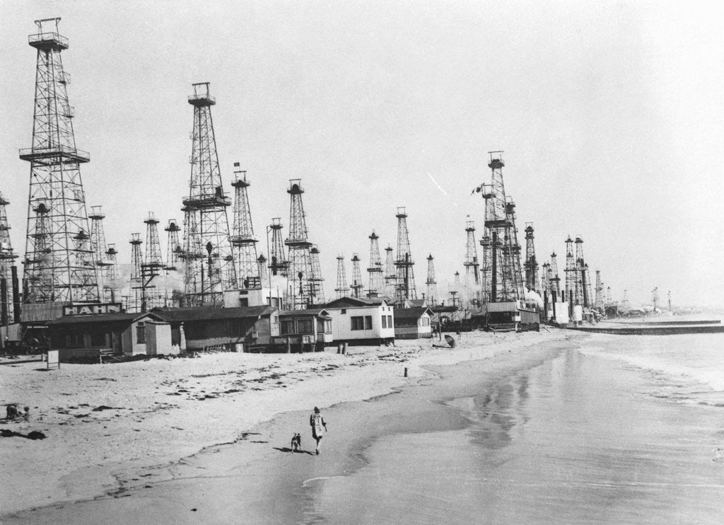 Detail of Oil Derricks on a Beach in California by Anonymous