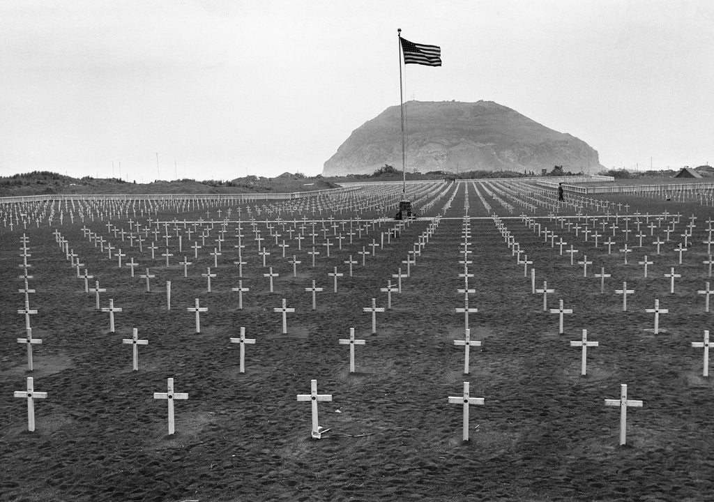 Detail of US Marine Cemetery on Iwo Jima by Anonymous
