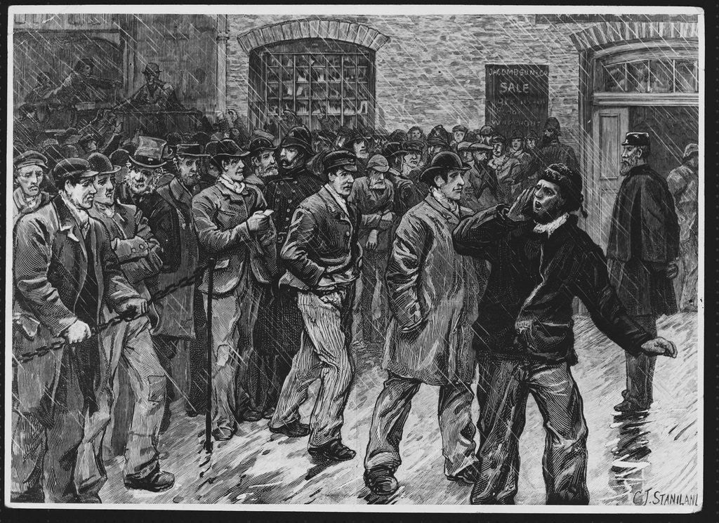 Detail of Illustration of Workers During 1886 Dockers' Strike, London. by Anonymous